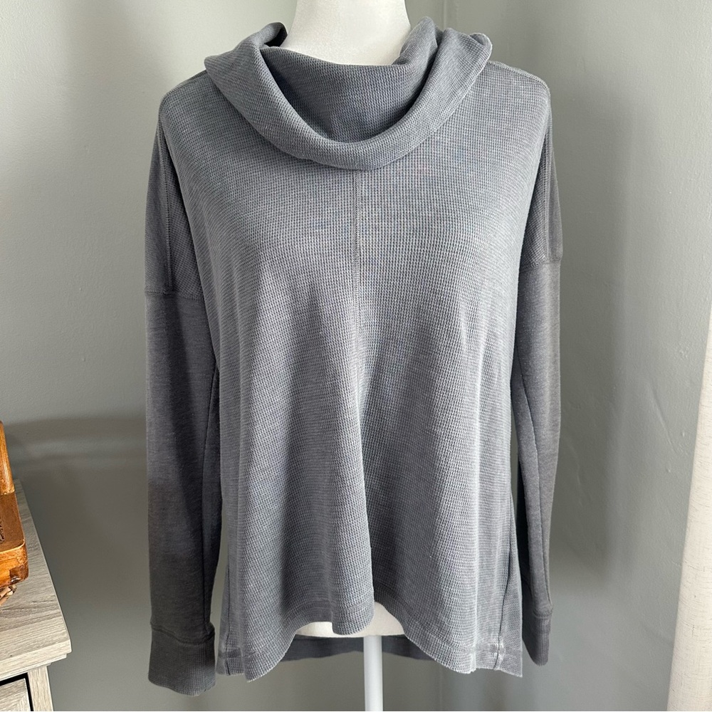 Lucky Brand Women's Sweater, Lightweight, Waffle‎ Knit, Cowl Neck, Long Line, S